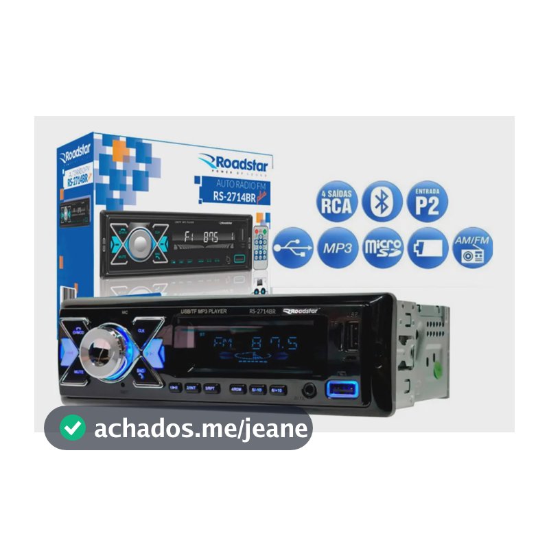 Rádio Roadstar RS-2714BR PLUS Bluetooth 4x55w rms Automotivo