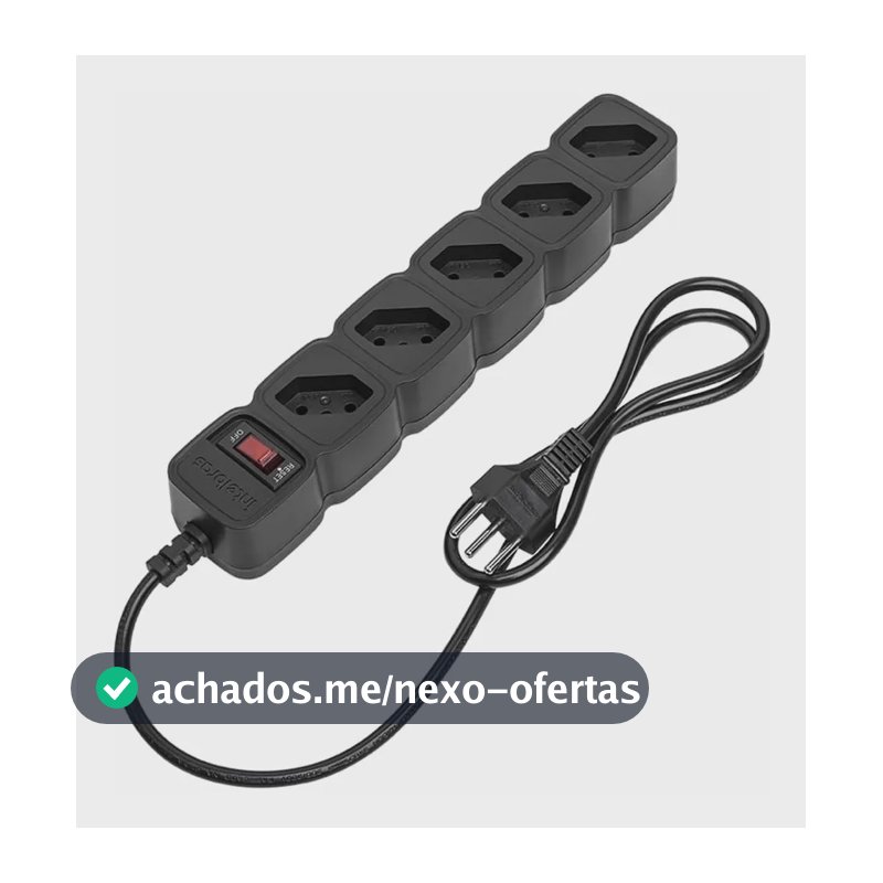 Protetor Eletrônico Com 5 Tomadas Pt Cor Preto