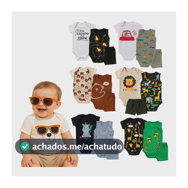 Kit 9 Peças Body Bebê Menino Verão Algodão Roupas Full