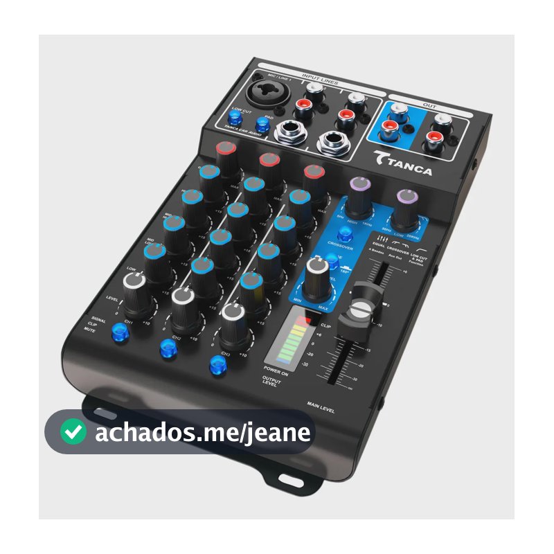 Mesa De Som Automotivo Tanca 3 Canais Com Usb Charger Preto