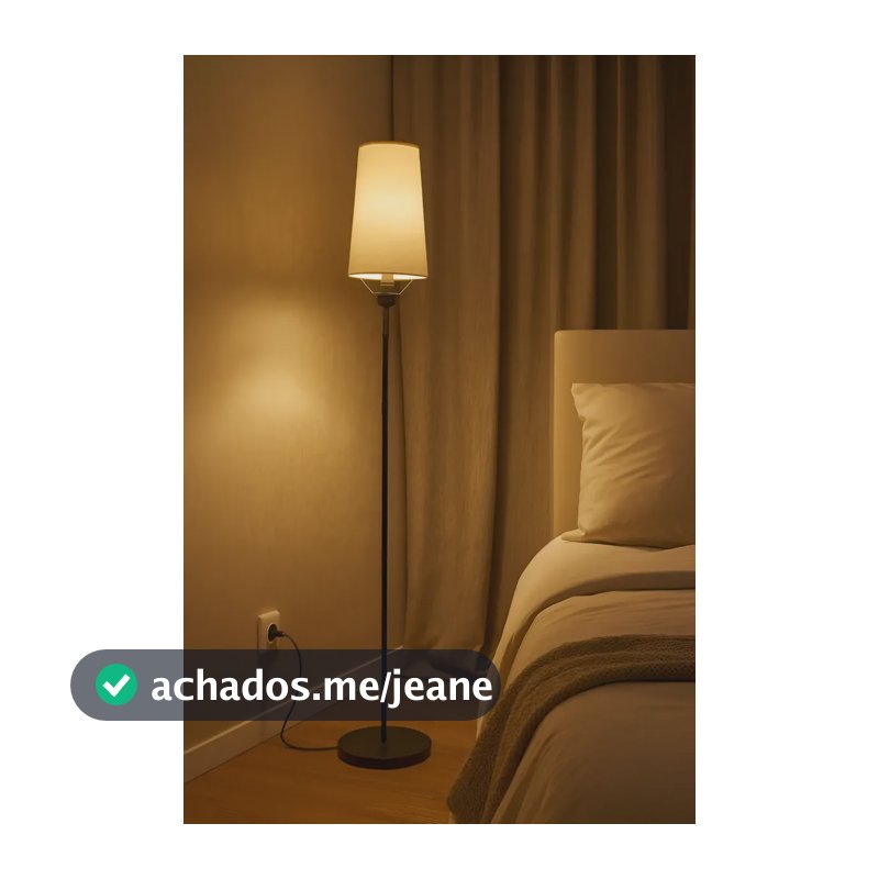 Luminária De Chão Moderna Abajur Piso Pé 1,70 Cm Cupula Pvc Bege Preto