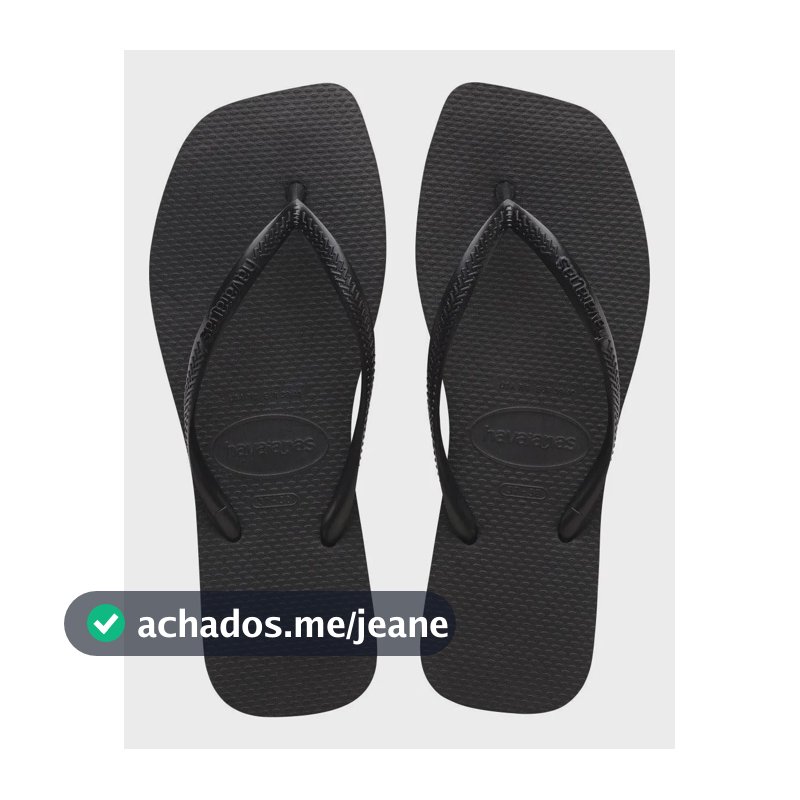 Chinelo Havaianas Slim Square Feminino Quadrado Original Preto 37-38 Br
