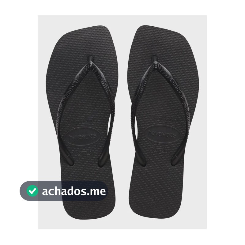 Chinelo Havaianas Slim Square Feminino Quadrado Original Preto 37-38 Br