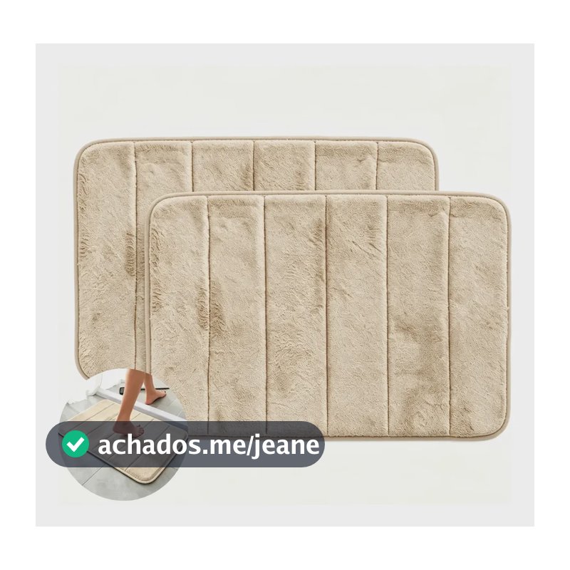 Kit 2 Tapetes Felpudos Banheiro Antiderrapantes 60x40cm Marrom Geométrico