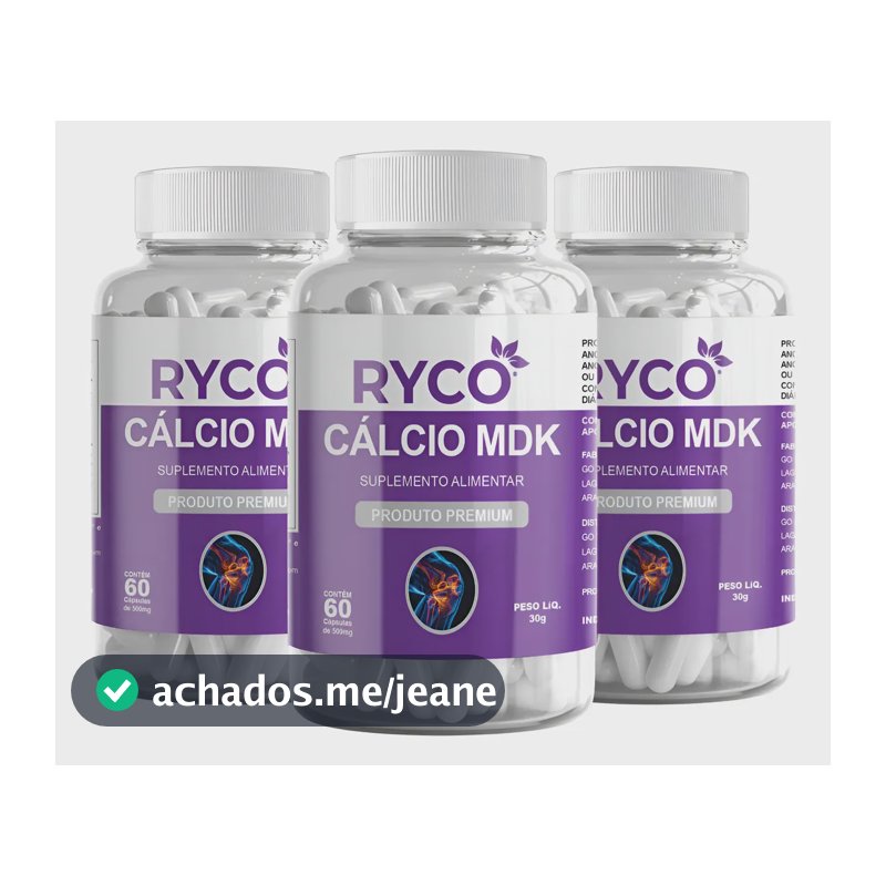 3x Cálcio Mdk + Magnésio + Vitamina D3 K2 60 Cápsulas Sem Sabor