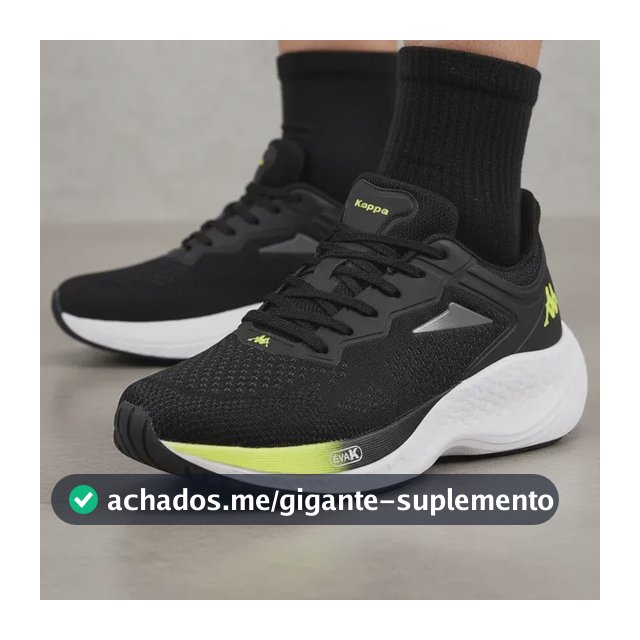 Tênis Kappa Pulse Evo Masculino Feminino Preto-amarelo Limão 40