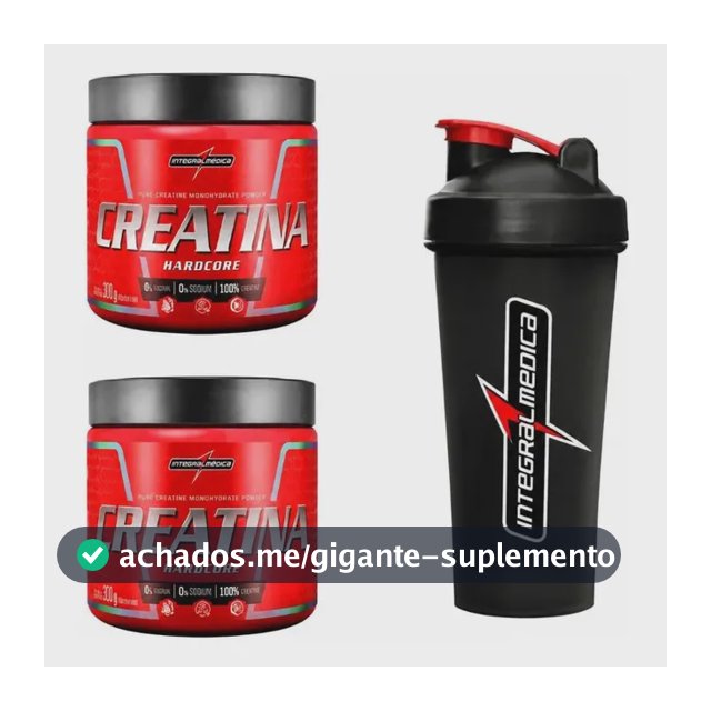 Kit 2 Creatina Integralmedica 300g + Coqueteleira 600ml Neutro