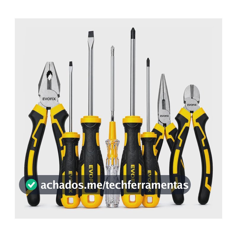 Kit Ferramentas 8 Peças Evofix Alicates Chaves De Fenda e Phillips Testador De Voltagem