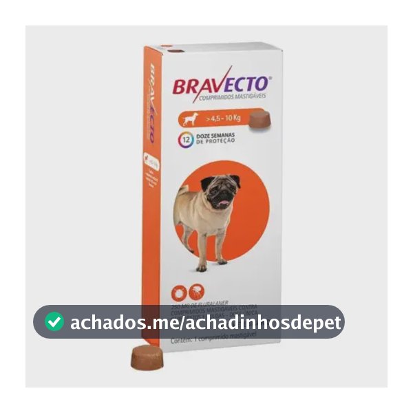 Bravecto Cães 4,5-10kg 250mg Comprimido Mastigável Msd Laranja