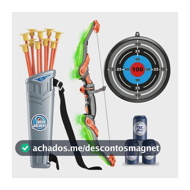 Arco E Flecha Brinquedo Fantasia Com Ventosa Led E Bolsa