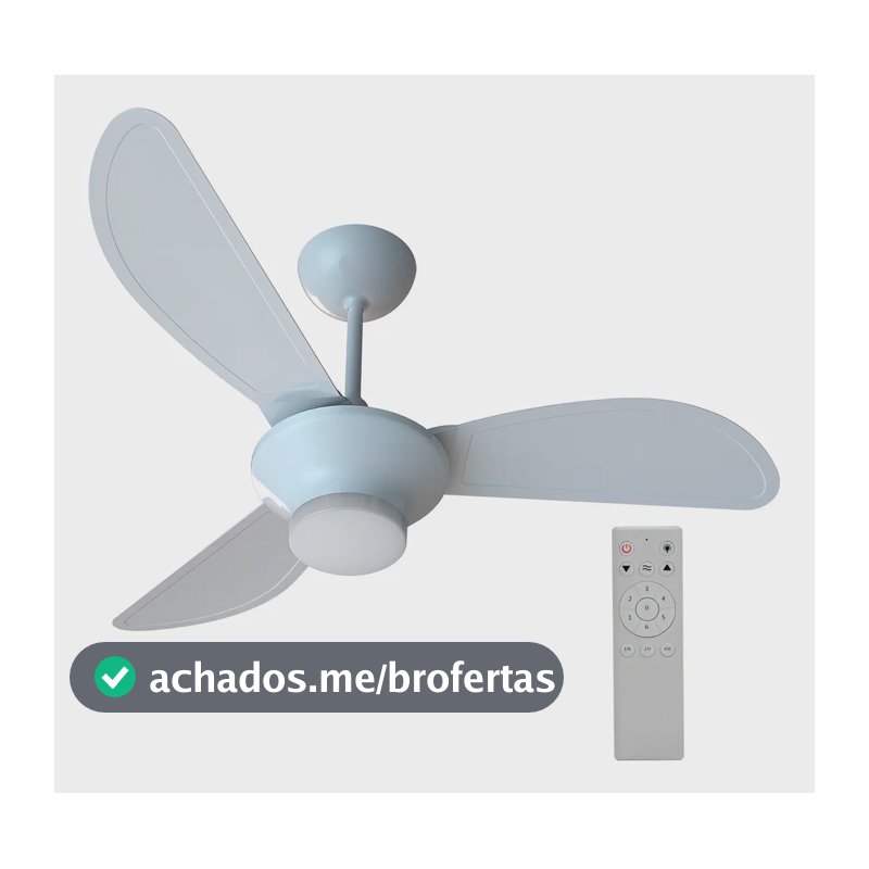 Ventilador De Teto Inverter Mistral Led 3 Pás Com Controle Remoto Ventisol Branco