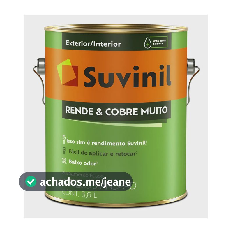 Tinta Acrílica Rende & Cobre Muito 3,6l Suvinil Acabamento Fosco Cor Branco