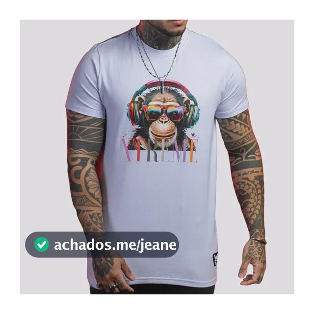 Camiseta Masculina Confortável Macia Estampa Monkey