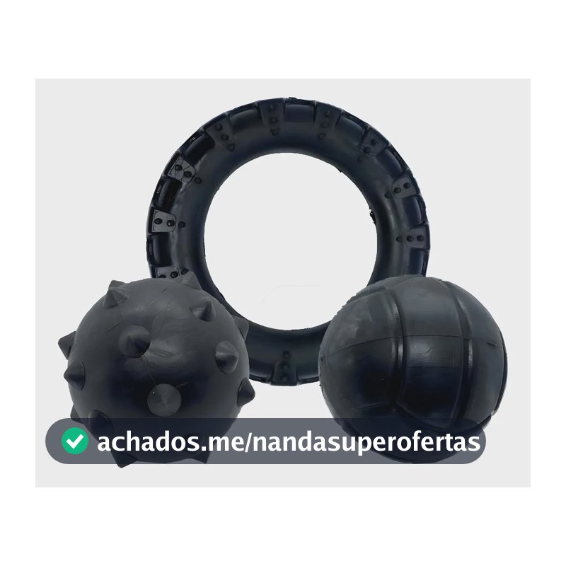 Kit Brinquedos Pet 2D Argola Borracha Cães de médio e grande porte 3 Peças