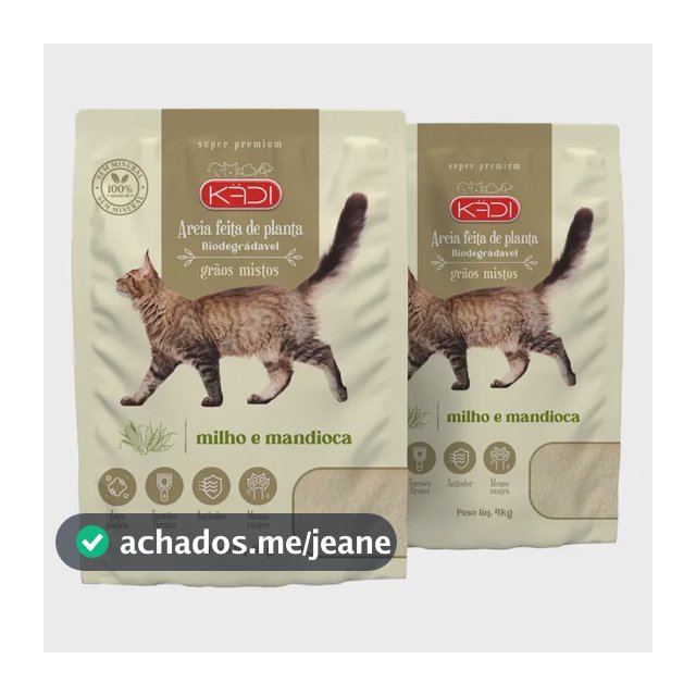 Kit 2un Areia Higiênica Kadi Gatos Grãos Mistos 4kg + Brinde