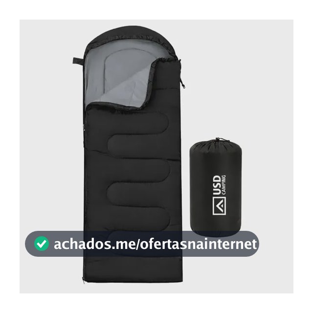 Saco De Dormir Camping Impermeável Usd Confortável 2,10m X 75cm C/ Bolsa De Transporte Cor Preto