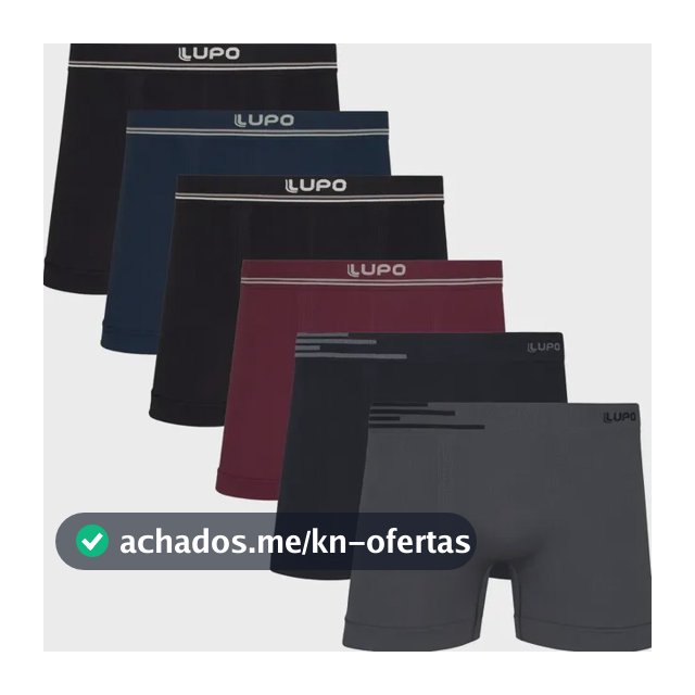 Kit 6 Cuecas Lupo Boxer Box Sem Costura Basic Microfibra