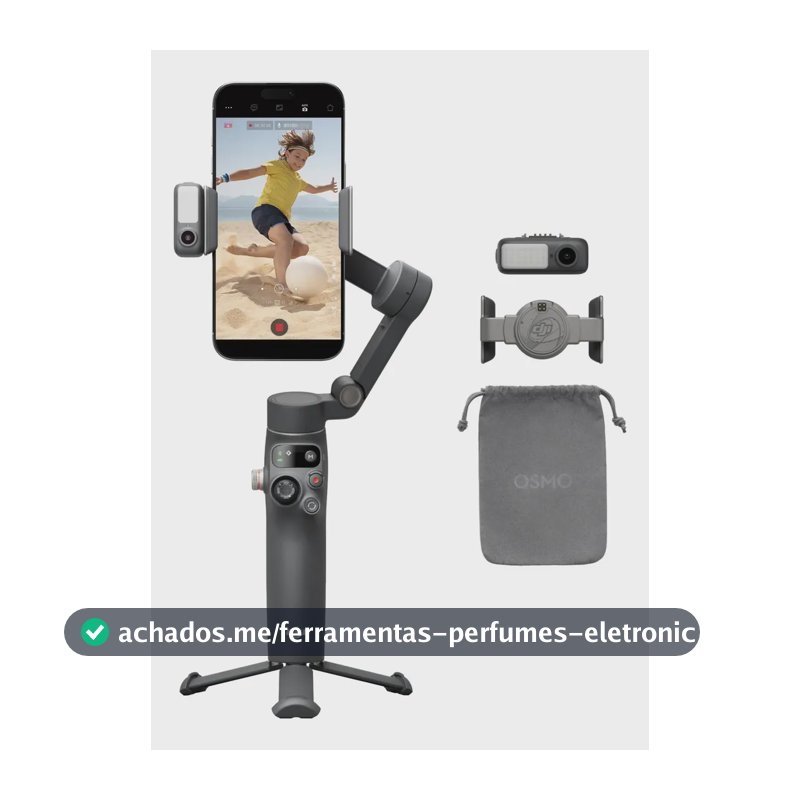 DJI Osmo Mobile 7P para celulares, iPhone e Android, rastreamento nativo, iluminação, estabilizador de 3 eixos, inicialização rápida, edição com um toque, braço extensível - DJI132