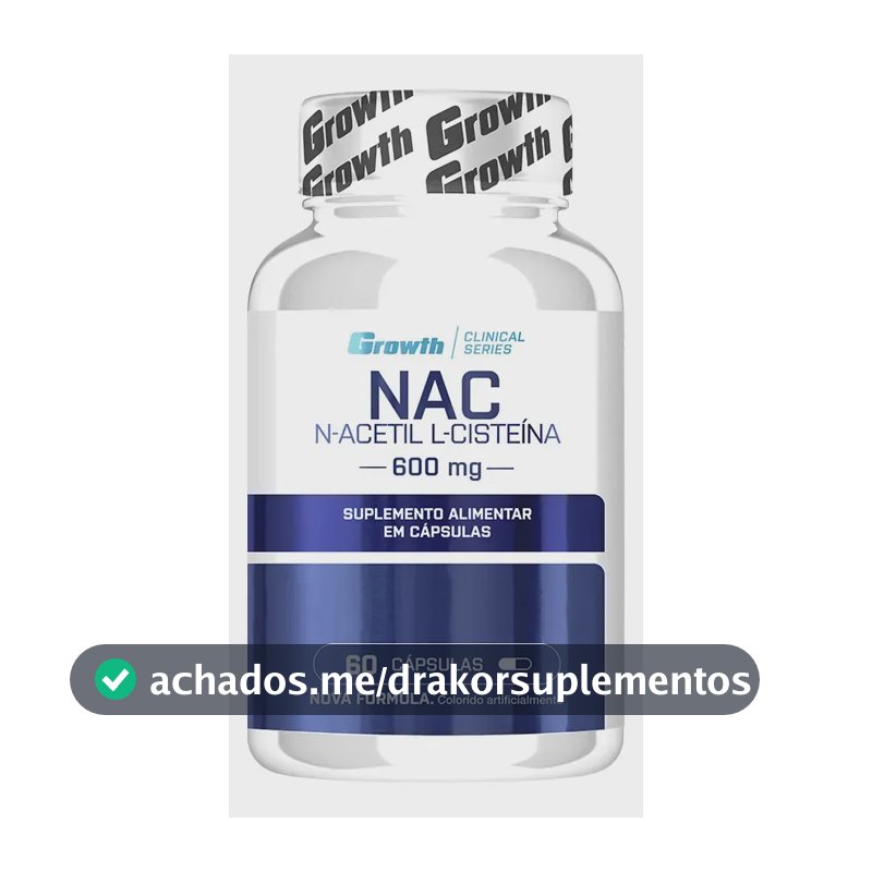 (nac) N-acetil L-cisteina 60 Cápsulas Growth Supplements Sem Sabor