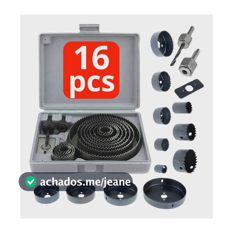 Serra Copo Para Madeira Gesso Pvc Plástico Kit 16 Pecas Jogo
