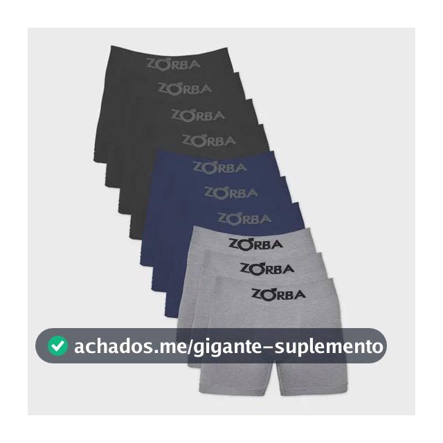 Kit 10 Cuecas Box Boxer Zorba Seamless Algodão Sem Costura