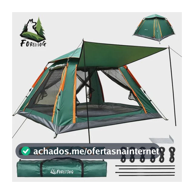 Barraca Camping Automatica Forestdog 5-6 Pessoas Impermeavel Acampamento Barraca 240240135cm Verde Ventilação Uv