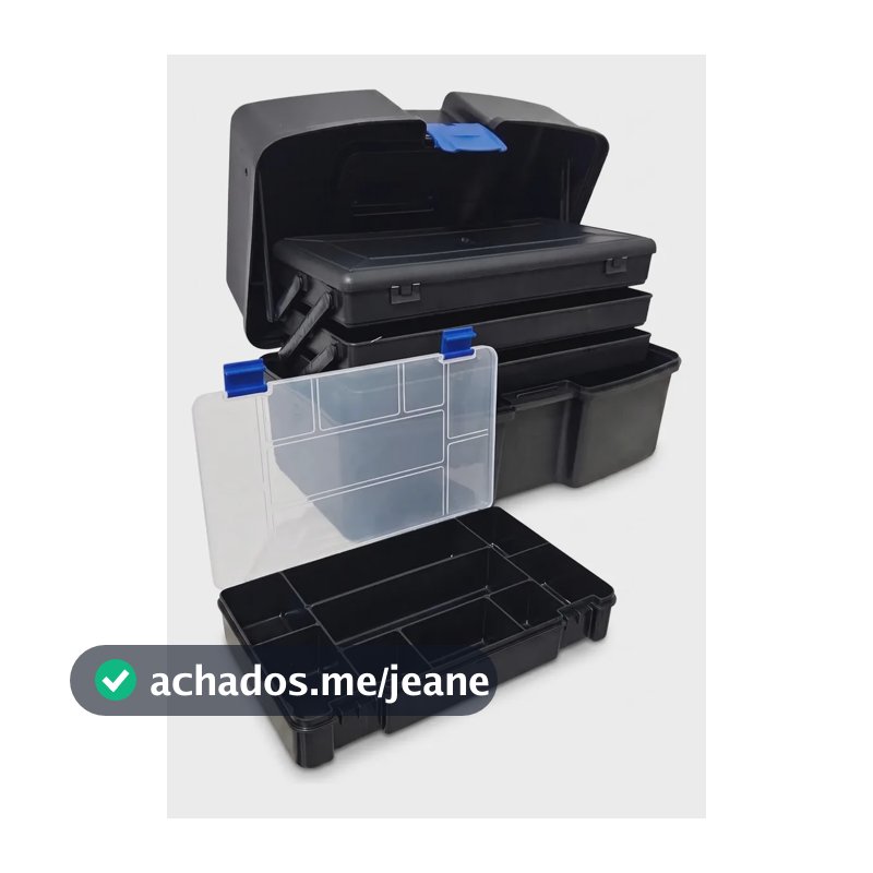 Kit Maleta Pesca 3 Bandejas Caixa Grande + Estojo Multiuso Preto