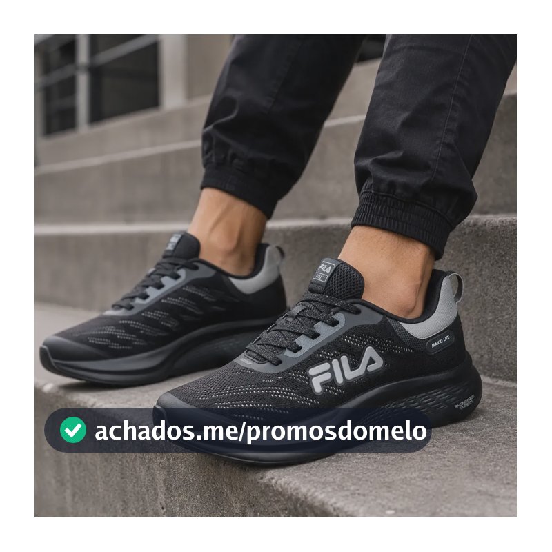 Tênis Fila Maxxi Lite Masculino Esportivo Corrida Treino Preto/grafite/cinza 42 Br