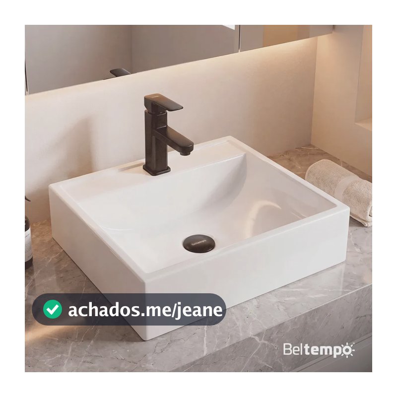 Cuba Pia de Apoio Sobrepor Quadrada 40x37 Branca Banheiro Lavabo Beltempo BT-2003