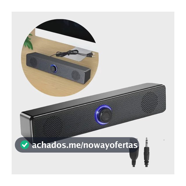 Caixa De Som Gamer Para Computador Pc Soundbar Usb Led Preto Preto