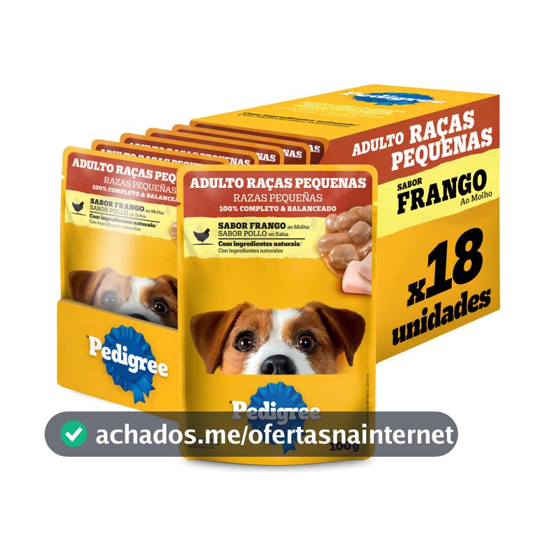 Kit Ração Úmida Pedigree Sachê Frango Cães Adultos 18 Un