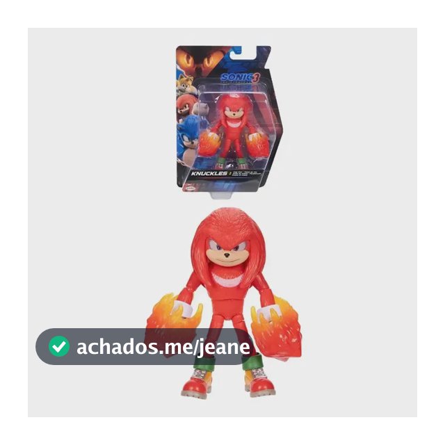 Boneco Articulado Knuckles com Punho de Fogo Sonic 3 O Filme SUNNY