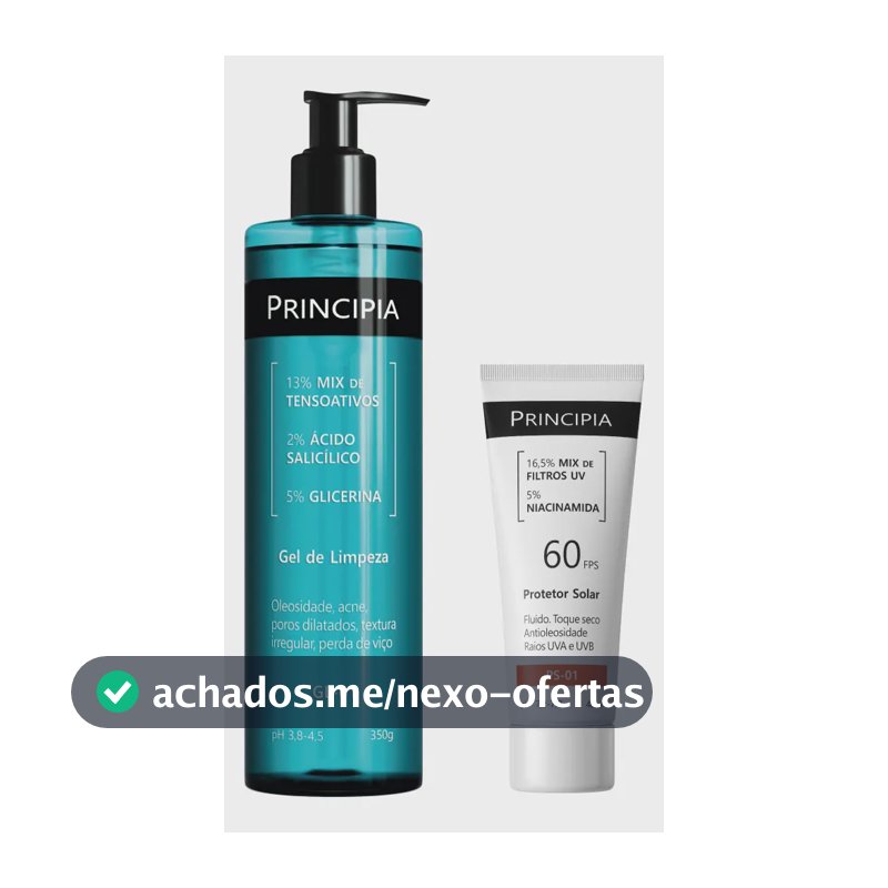 Principia Kit Gel de Limpeza GL-01 + Protetor Solar Facial PS-01 FPS 60