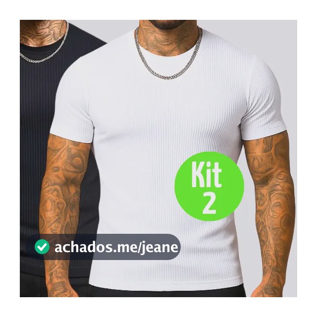 Kit 2 Camiseta Americana Canelada Ribana Algodão Justa Slim