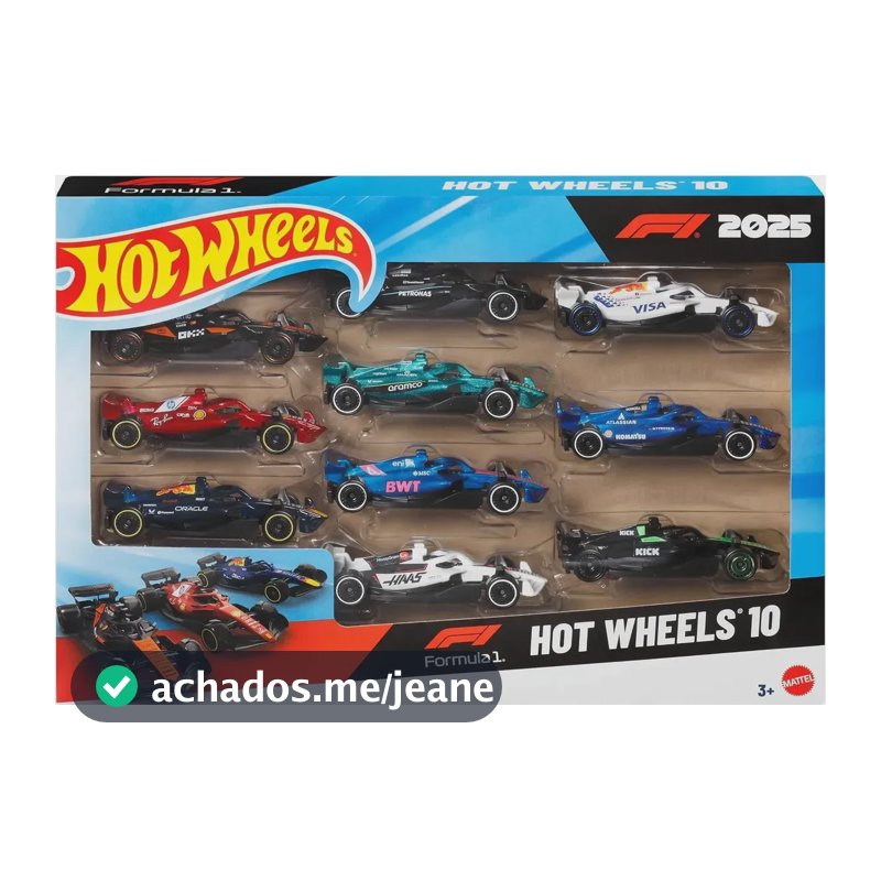 Pack 10 Carrinhos Hot Wheels Fórmula 1 F1 2025 Mattel F1 Pack 2025 10