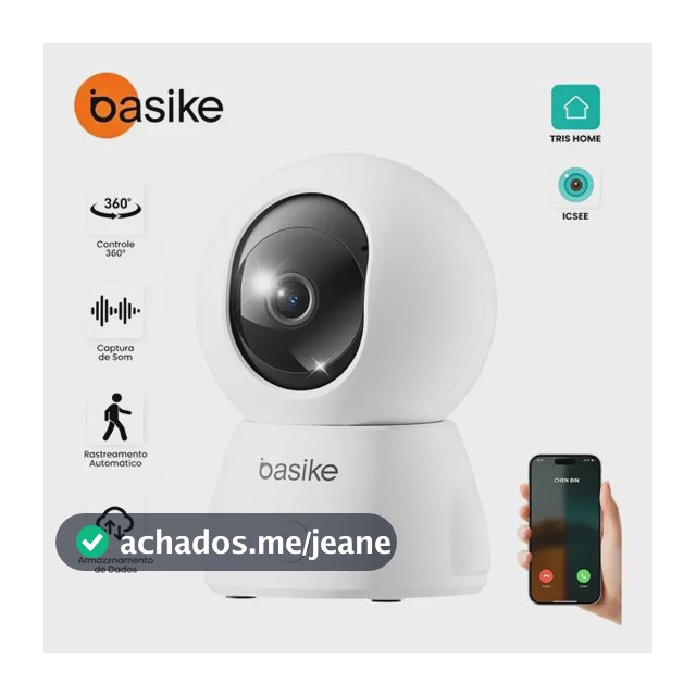 Câmera de Segurança Wifi Interna 360° Full HD, com Botão de Chamada e Modo de Privacidade, Visão Noturna e Detecção de Movimento App iCSEE, Babá Pet Eletrônica Câmera Dome Monitoramento