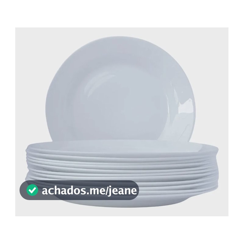 Jogo 6 Un Prato De Vidro Branco Opaline Restaurante 25cm Kit Branco Lisa