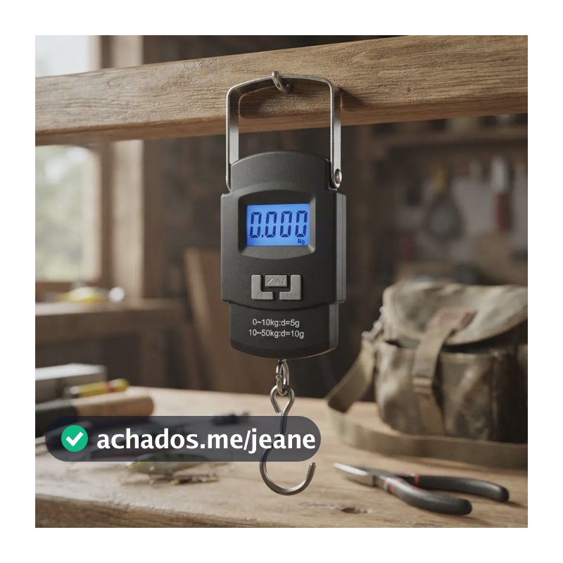 Balanca Portatil Digital Mala Pescaria Bolsa 50kg Preto Preto