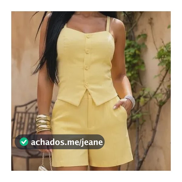 Conjunto Iza Short E Blusa Feminino Alfaiataria Colete Moda