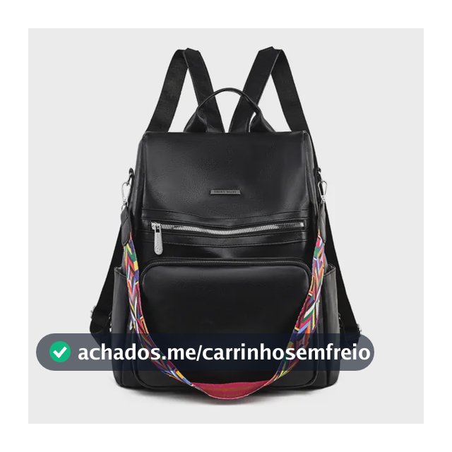 Bolsa Feminina Antifurto Impermeável Mochila Casual De Costa Preto Liso Prateado