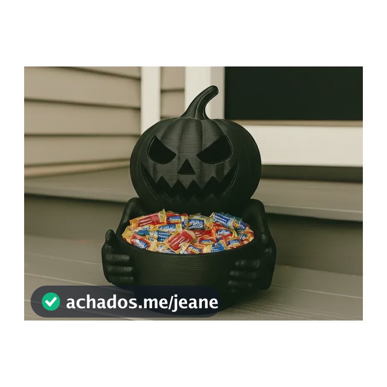 Porta Balas Halloween Abóbora Preta Baleiro Decoração Mesa Preto