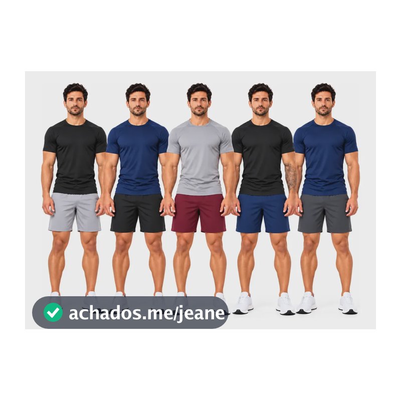 Kit 10 Peças Dry Fit 5 Camisetas + 5 Shorts Academia Corrida Sortidos Gg