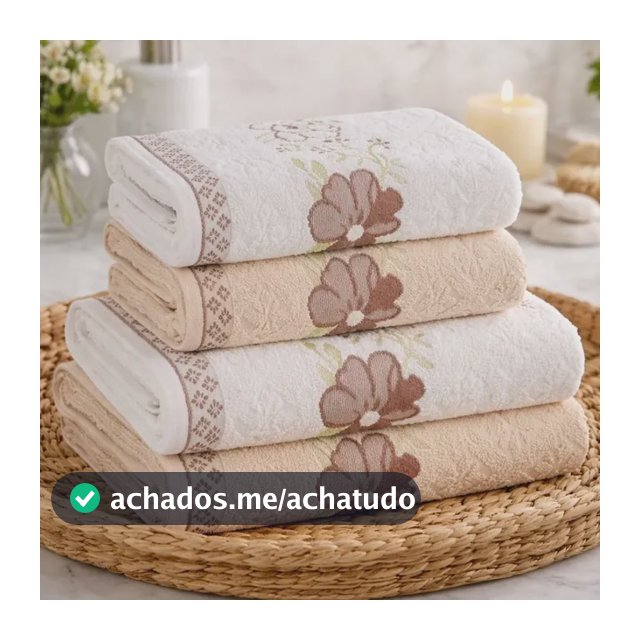 Jogo De Toalhas Karsten 100% Algodão Floral Grossa 4 Peças