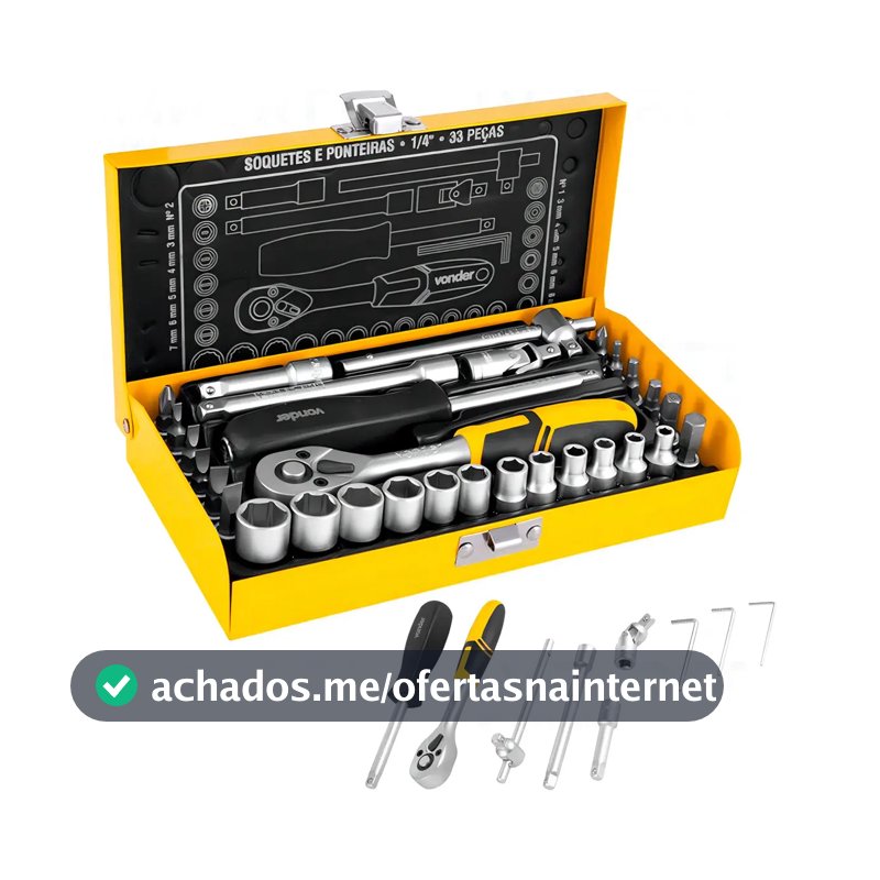 Jogo De Soquete Vonder 1/4 C/33pcs Sextavado 4a13