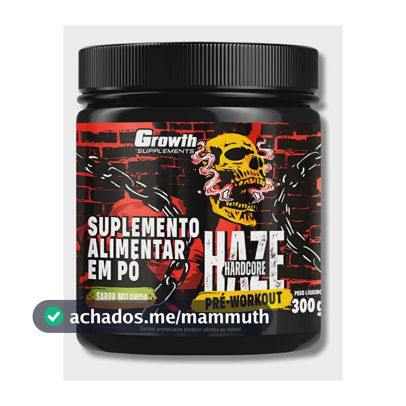 Growth Pré-treino 300g Haze Mais Energia No Treino Sabor Melancia