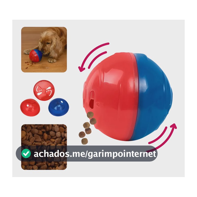 Brinquedo Interativo Pet Ball Da Pet Games Porta Petisco P Azul E Vermelho