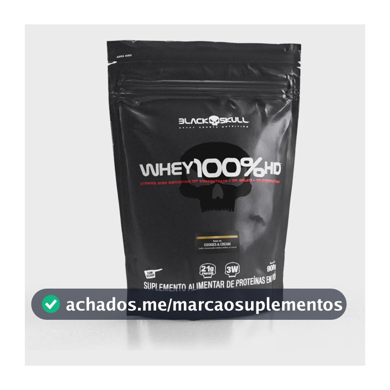 Proteína Black Skull Whey 100% HD em pó sabor Cookies and cream x 900g