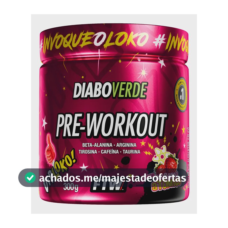 Suplemento em pó FTW Diabo verde Dip Loko! Pré treino sabor Morango Atômico x 300g