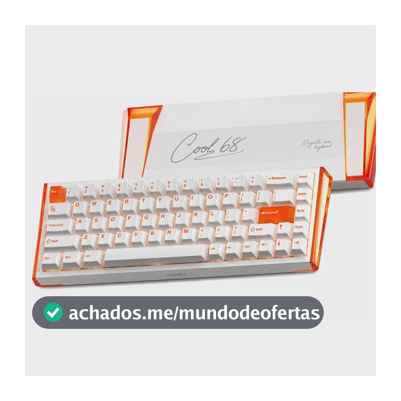 Teclado Gamer Magnético 8000hz Rapid Trigger 0,01mm Hot Swap Switch Shadow Blade Cool68 Led Rgb Dareu Blazing Orange