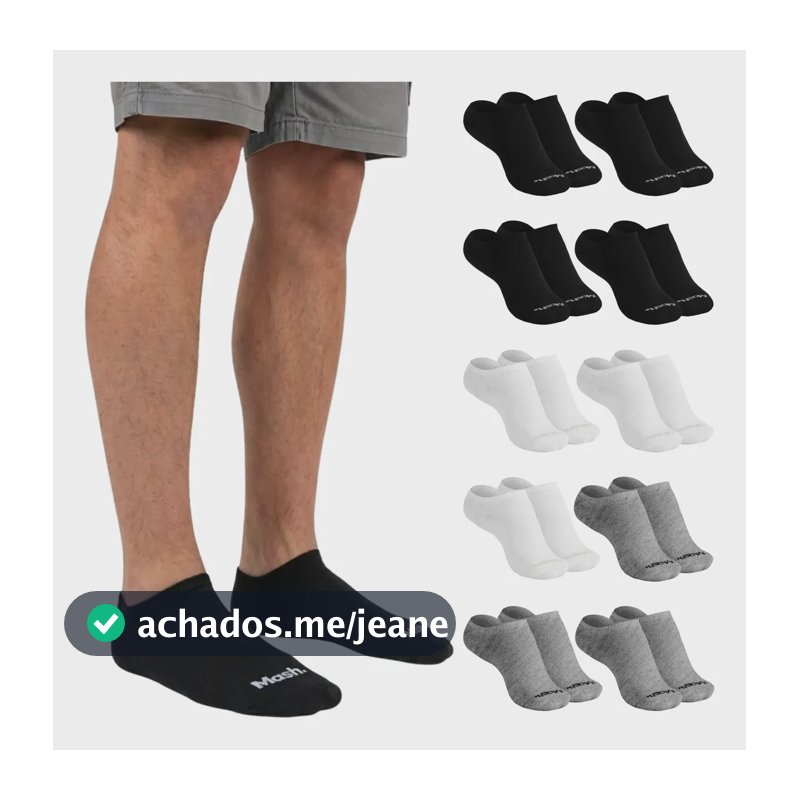 Kit 10 Pares Meia Invisível Soquete Algodão Confortável Mash P ( 28 A 33 ) 4 Pretas - 3 Brancas - 3 Cinzas Meia Invisível Meia... Meia Masculina Meia Feminina Meia Algodão
